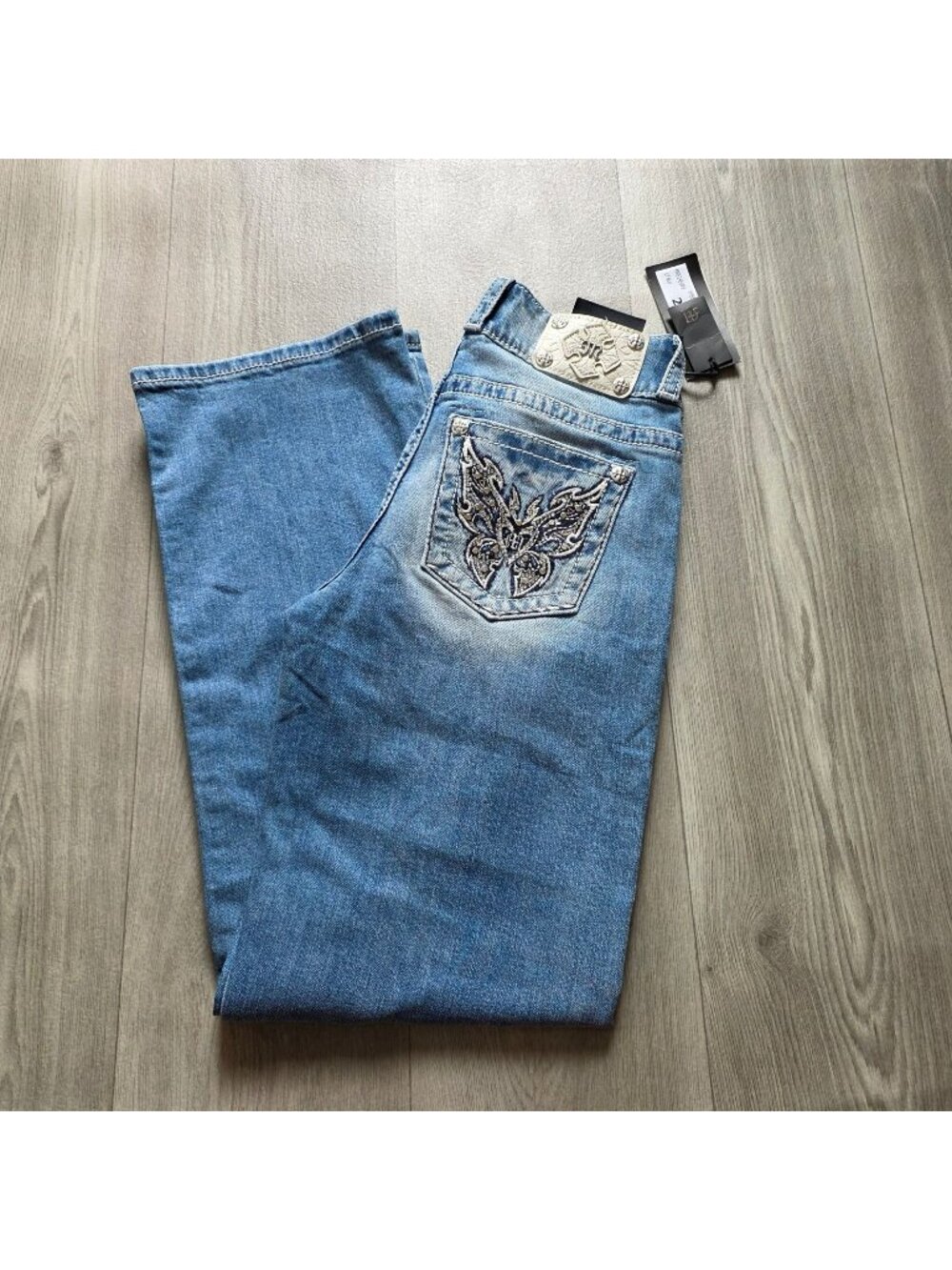 Miss Me Womens Light Blue Embellished Bootcut Jeans Size 27 With Tags
